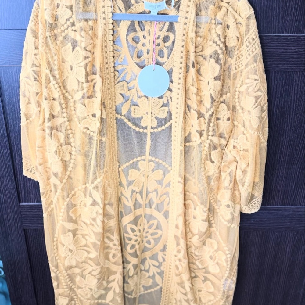 Yellow Lace Kimono Cardigan